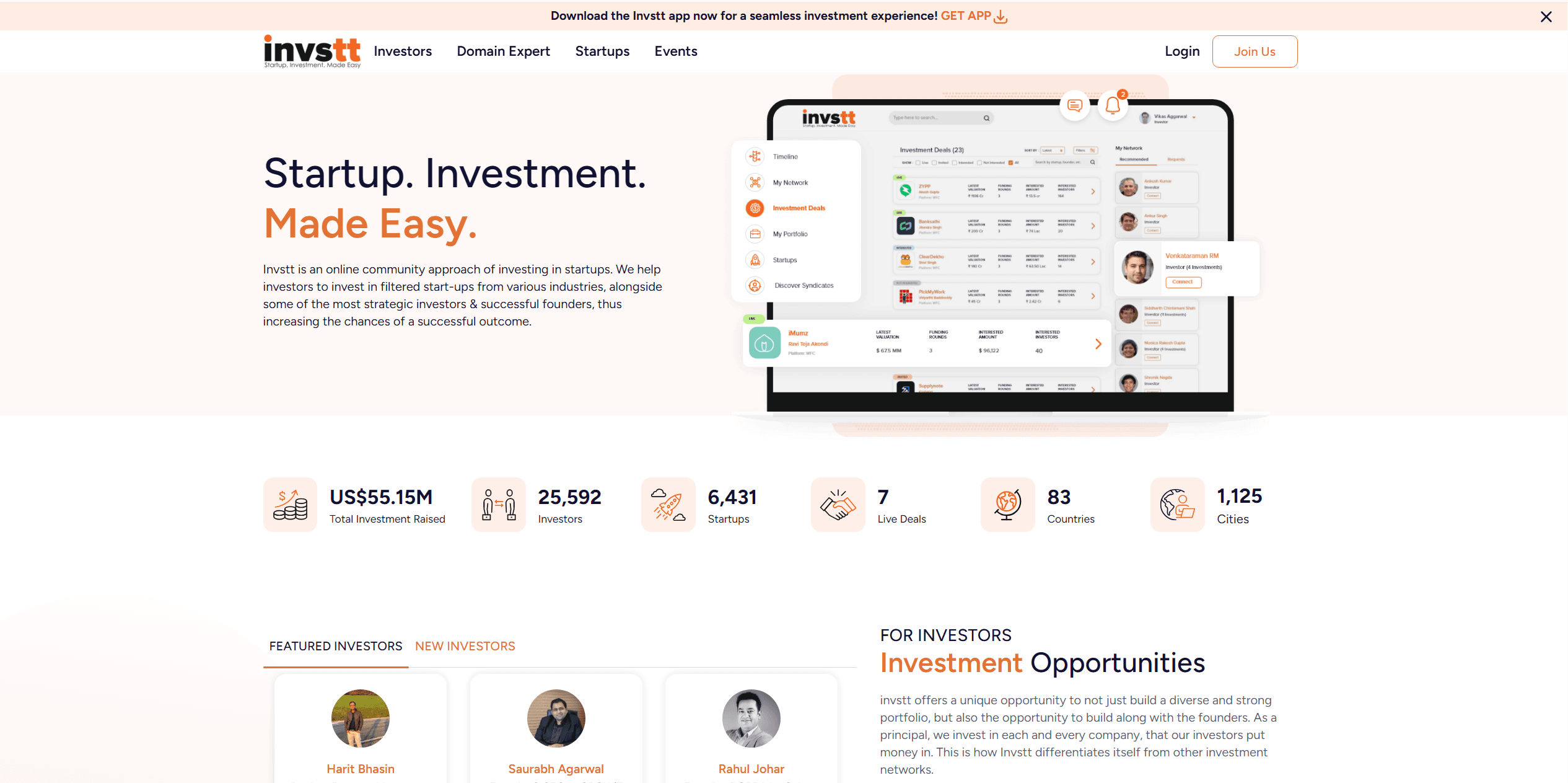 Screenshot of Invstt, a private investment platform Ashish Jethva contributed to