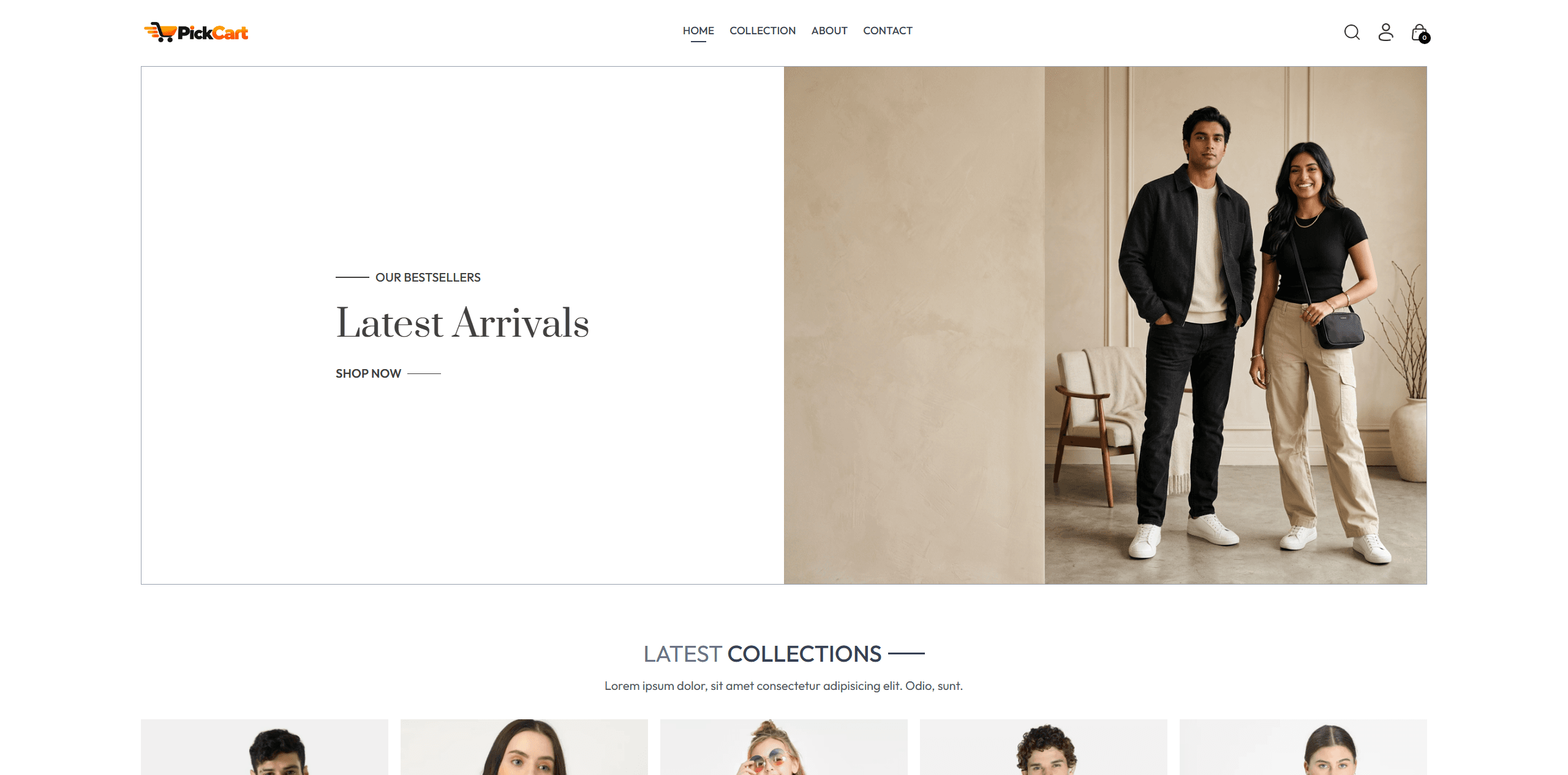 Screenshot of PickCart, a full-stack e-commerce platform